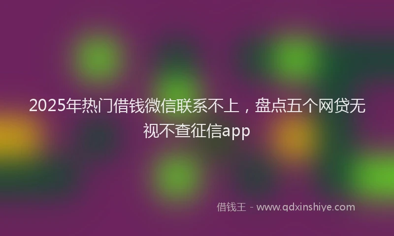 2025年热门借钱微信联系不上，盘点五个网贷无视不查征信app