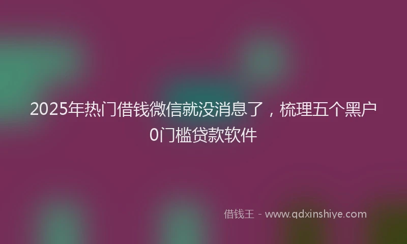 2025年热门借钱微信就没消息了，梳理五个黑户0门槛贷款软件