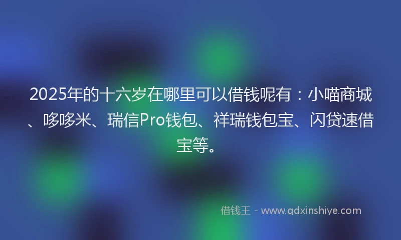 2025年的十六岁在哪里可以借钱呢有：小喵商城、哆哆米、瑞信Pro钱包、祥瑞钱包宝、闪贷速借宝等。