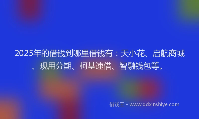 2025年的借钱到哪里借钱有：天小花、启航商城、现用分期、柯基速借、智融钱包等。