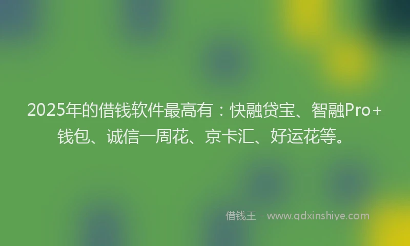 2025年的借钱软件最高有：快融贷宝、智融Pro+钱包、诚信一周花、京卡汇、好运花等。