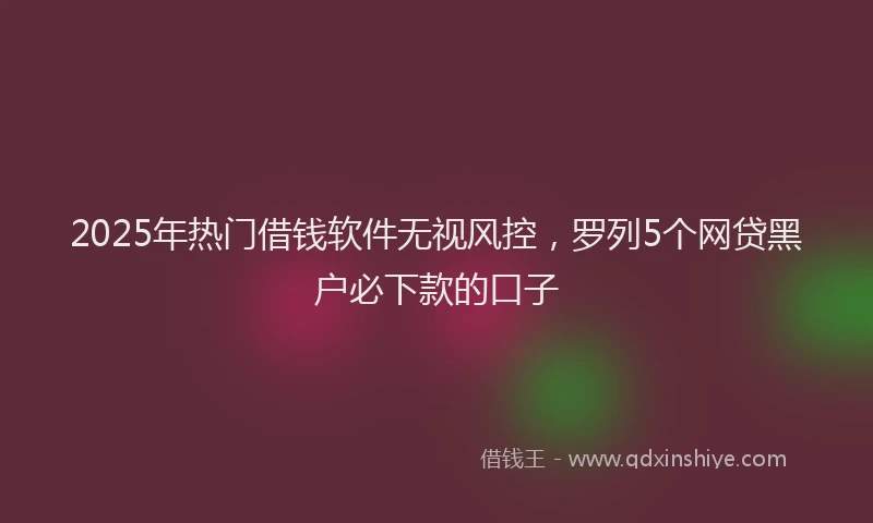 2025年热门借钱软件无视风控，罗列5个网贷黑户必下款的口子