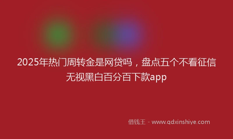 2025年热门周转金是网贷吗，盘点五个不看征信无视黑白百分百下款app