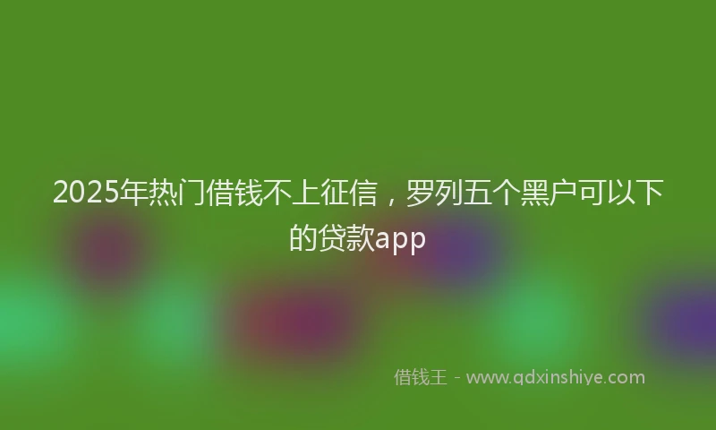 2025年热门借钱不上征信，罗列五个黑户可以下的贷款app
