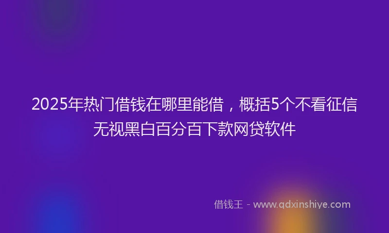 2025年热门借钱在哪里能借，概括5个不看征信无视黑白百分百下款网贷软件