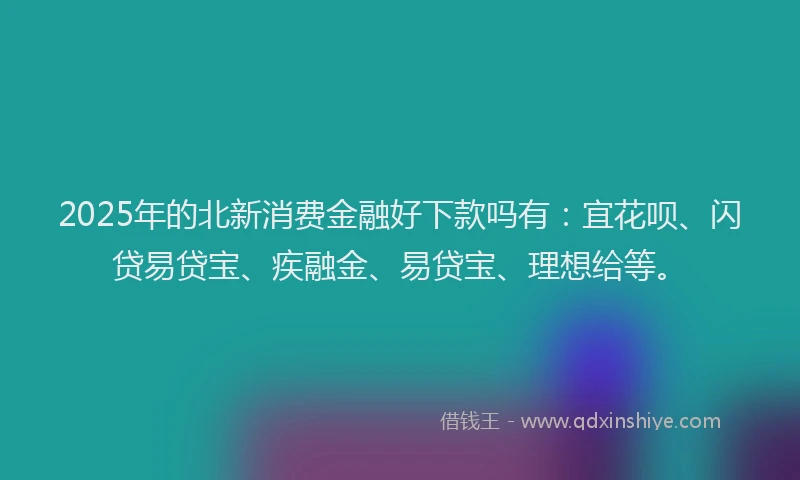 2025年的北新消费金融好下款吗有：宜花呗、闪贷易贷宝、疾融金、易贷宝、理想给等。