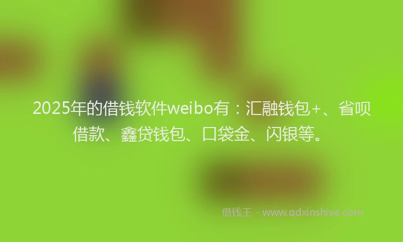 2025年的借钱软件weibo有：汇融钱包+、省呗借款、鑫贷钱包、口袋金、闪银等。