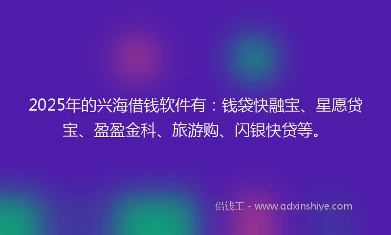 2025年的兴海借钱软件有：钱袋快融宝、星愿贷宝、盈盈金科、旅游购、闪银快贷等。