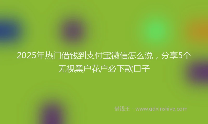 2025年热门借钱到支付宝微信怎么说，分享5个无视黑户花户必下款口子