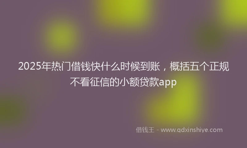 2025年热门借钱快什么时候到账，概括五个正规不看征信的小额贷款app