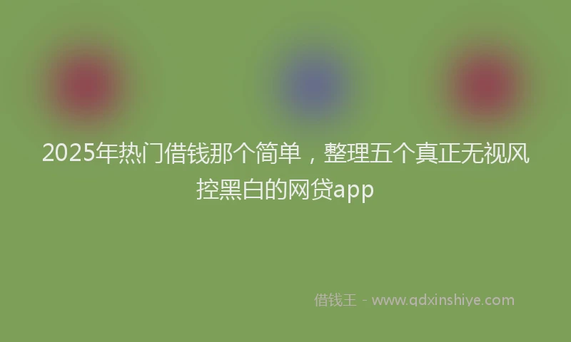 2025年热门借钱那个简单，整理五个真正无视风控黑白的网贷app