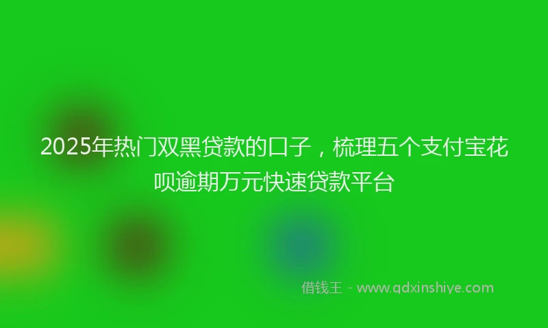 2025年热门双黑贷款的口子，梳理五个支付宝花呗逾期万元快速贷款平台