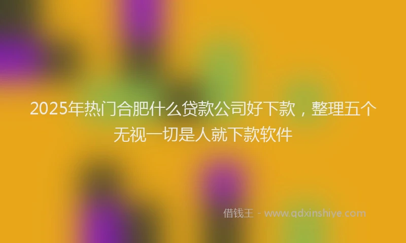 2025年热门合肥什么贷款公司好下款，整理五个无视一切是人就下款软件