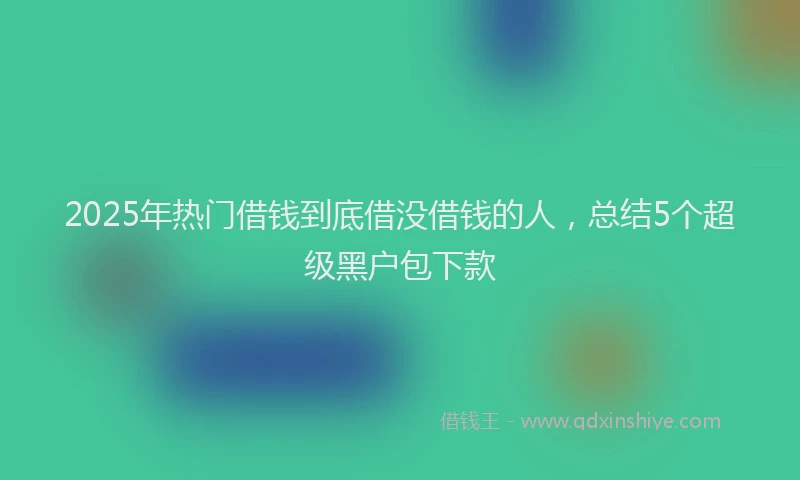 2025年热门借钱到底借没借钱的人，总结5个超级黑户包下款
