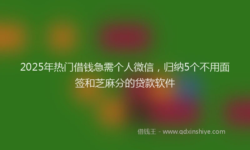 2025年热门借钱急需个人微信，归纳5个不用面签和芝麻分的贷款软件