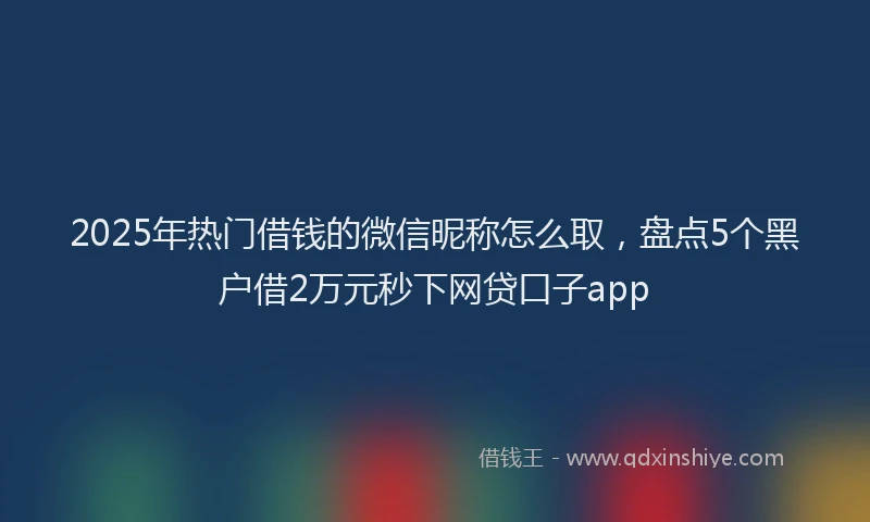 2025年热门借钱的微信昵称怎么取，盘点5个黑户借2万元秒下网贷口子app