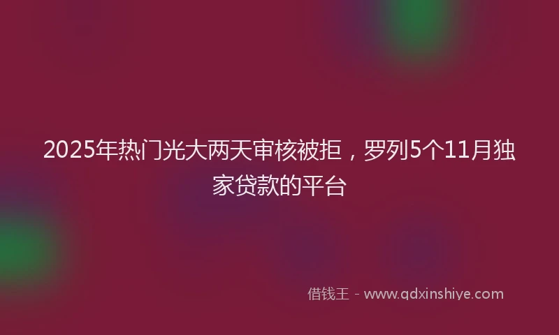 2025年热门光大两天审核被拒，罗列5个11月独家贷款的平台