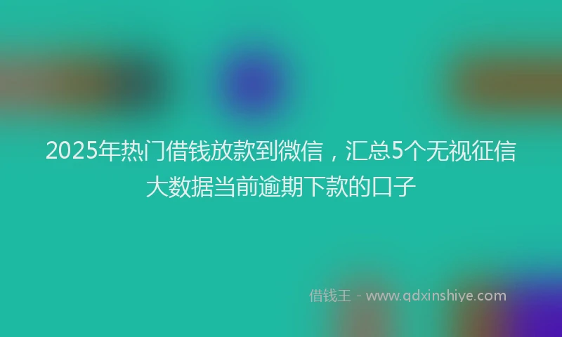 2025年热门借钱放款到微信，汇总5个无视征信大数据当前逾期下款的口子