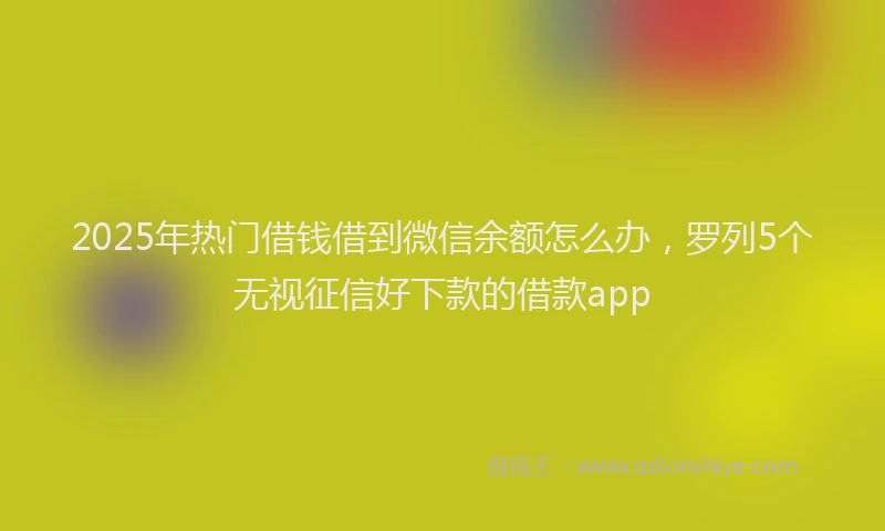 2025年热门借钱借到微信余额怎么办，罗列5个无视征信好下款的借款app