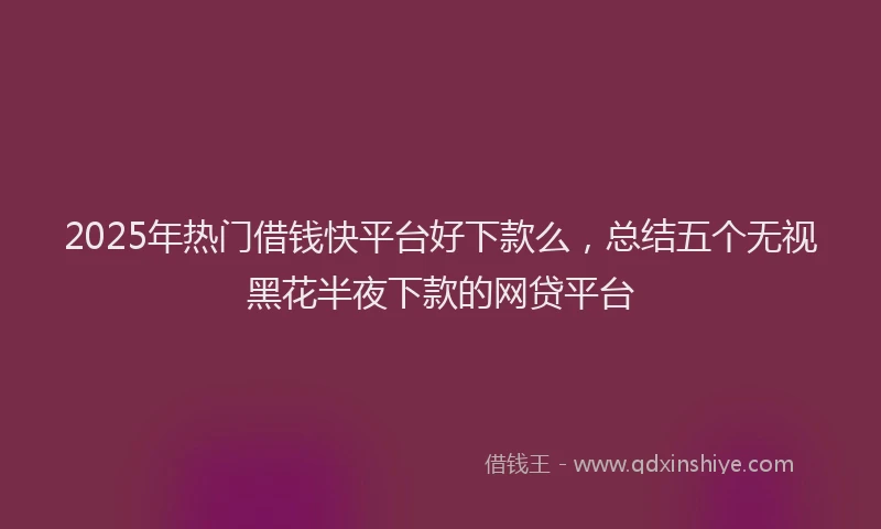 2025年热门借钱快平台好下款么，总结五个无视黑花半夜下款的网贷平台