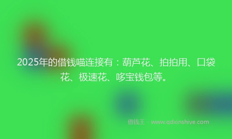 2025年的借钱喵连接有：葫芦花、拍拍用、口袋花、极速花、哆宝钱包等。