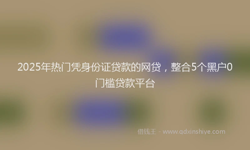 2025年热门凭身份证贷款的网贷，整合5个黑户0门槛贷款平台