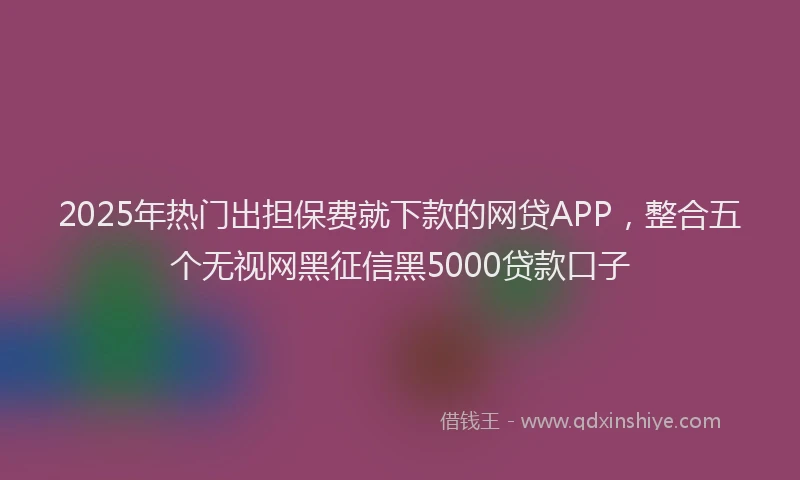2025年热门出担保费就下款的网贷APP，整合五个无视网黑征信黑5000贷款口子