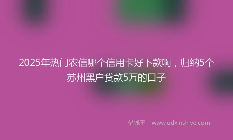 2025年热门农信哪个信用卡好下款啊，归纳5个苏州黑户贷款5万的口子