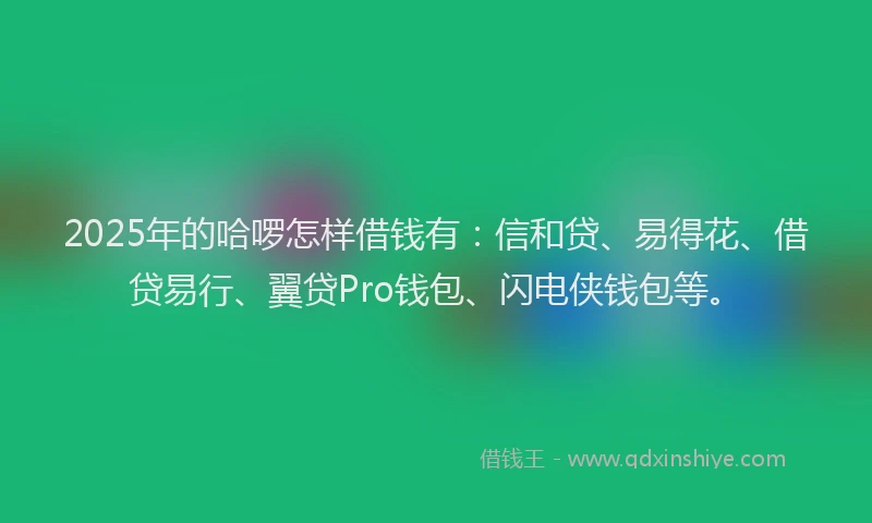 2025年的哈啰怎样借钱有：信和贷、易得花、借贷易行、翼贷Pro钱包、闪电侠钱包等。