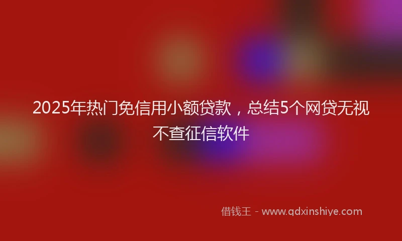 2025年热门免信用小额贷款，总结5个网贷无视不查征信软件