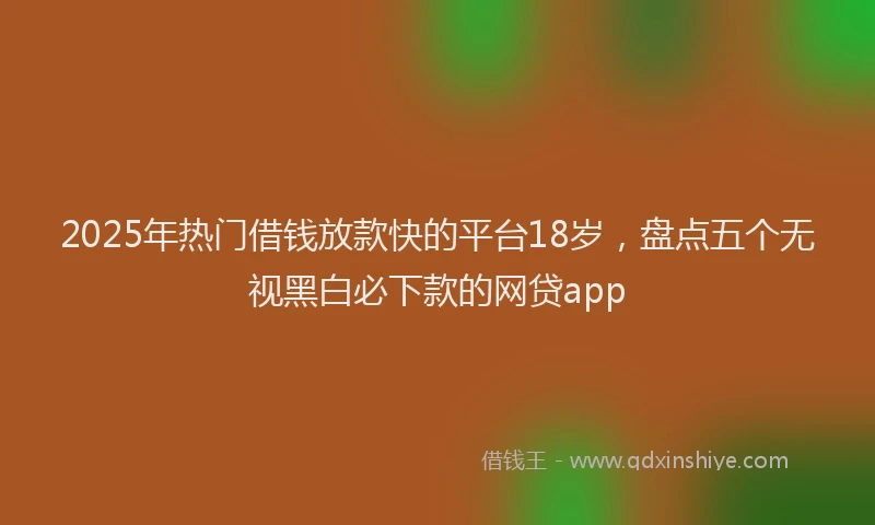 2025年热门借钱放款快的平台18岁，盘点五个无视黑白必下款的网贷app