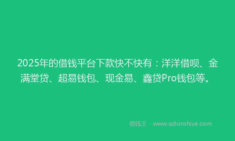 2025年的借钱平台下款快不快有：洋洋借呗、金满堂贷、超易钱包、现金易、鑫贷Pro钱包等。