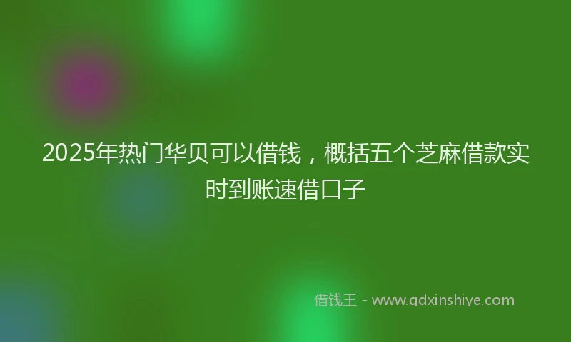 2025年热门华贝可以借钱,概括五个芝麻借款实时到账速借口子