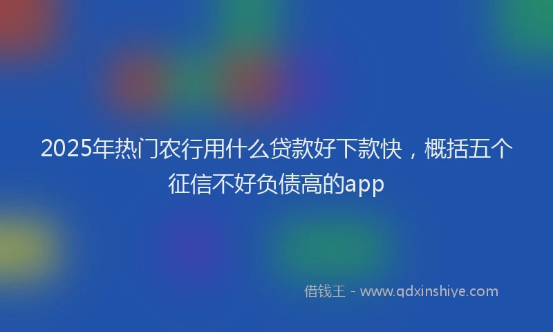 2025年热门农行用什么贷款好下款快，概括五个征信不好负债高的app
