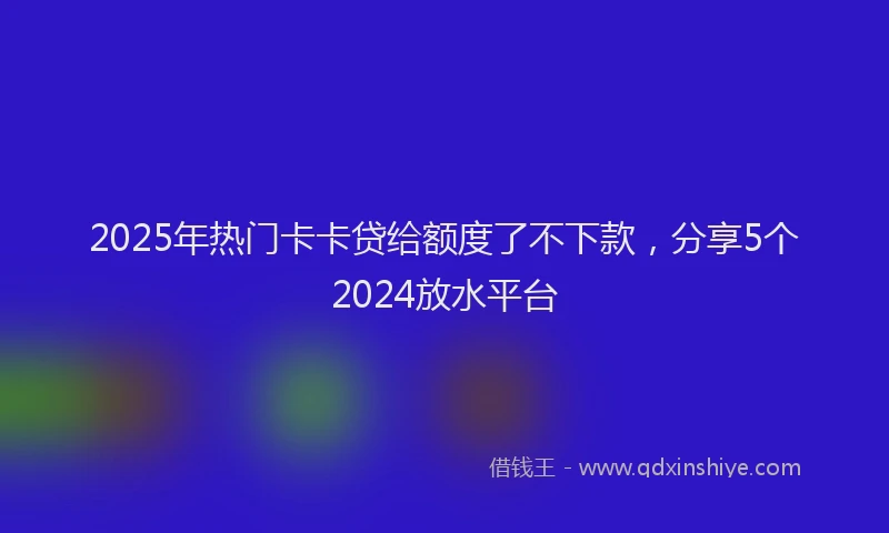 2025年热门卡卡贷给额度了不下款，分享5个2024放水平台