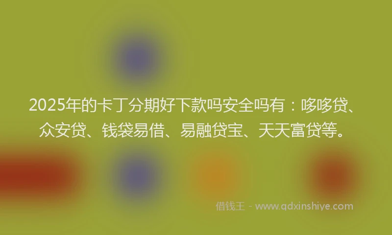 2025年的卡丁分期好下款吗安全吗有：哆哆贷、众安贷、钱袋易借、易融贷宝、天天富贷等。