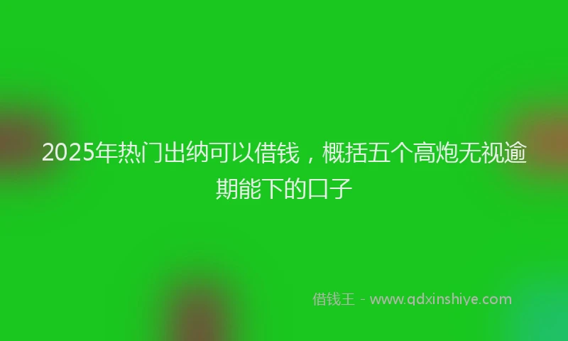 2025年热门出纳可以借钱，概括五个高炮无视逾期能下的口子