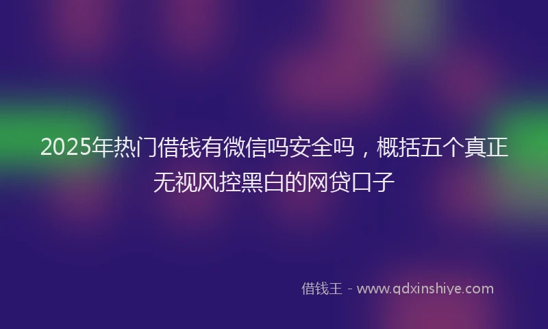 2025年热门借钱有微信吗安全吗，概括五个真正无视风控黑白的网贷口子