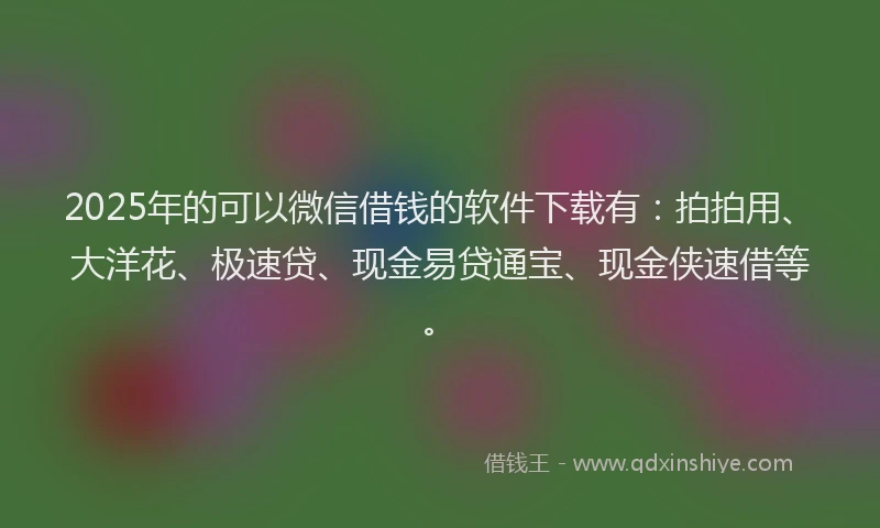 2025年的可以微信借钱的软件下载有：拍拍用、大洋花、极速贷、现金易贷通宝、现金侠速借等。