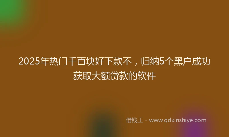 2025年热门千百块好下款不,归纳5个黑户成功获取大额贷款的软件