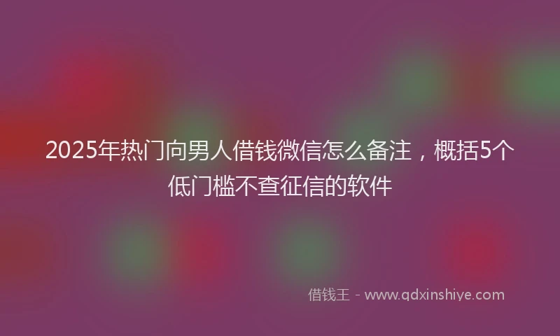 2025年热门向男人借钱微信怎么备注，概括5个低门槛不查征信的软件