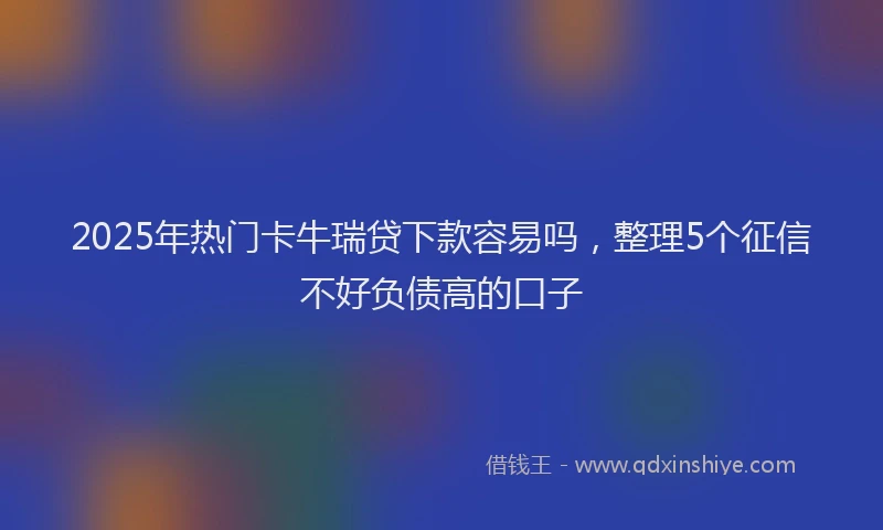 2025年热门卡牛瑞贷下款容易吗，整理5个征信不好负债高的口子
