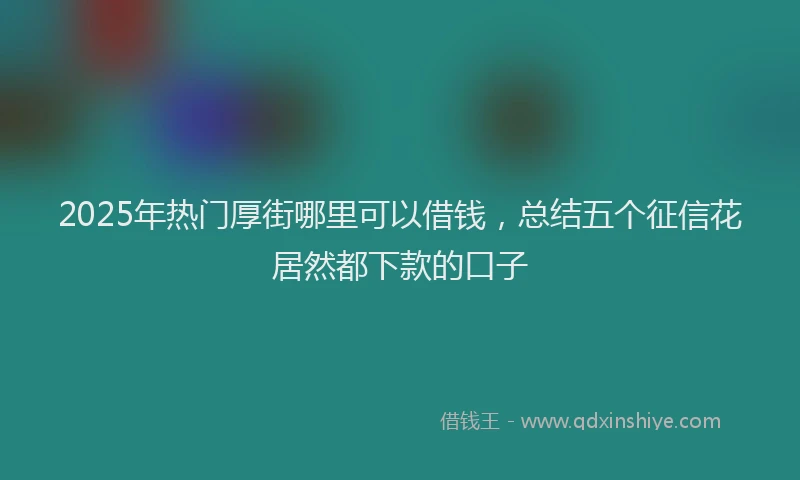 2025年热门厚街哪里可以借钱，总结五个征信花居然都下款的口子