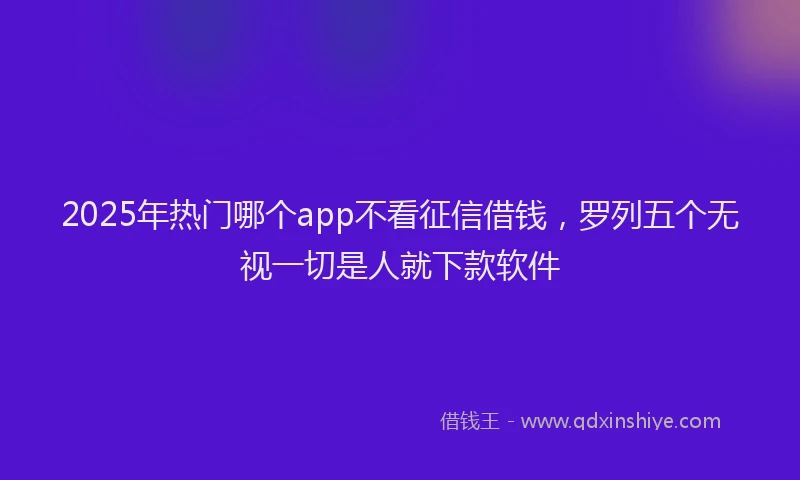 2025年热门哪个app不看征信借钱，罗列五个无视一切是人就下款软件