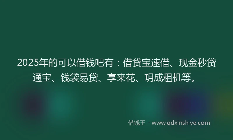 2025年的可以借钱吧有：借贷宝速借、现金秒贷通宝、钱袋易贷、享来花、玥成租机等。
