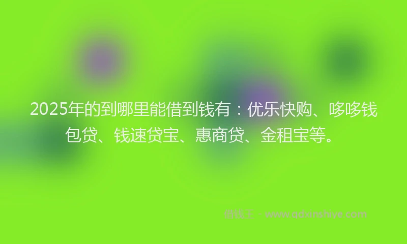 2025年的到哪里能借到钱有：优乐快购、哆哆钱包贷、钱速贷宝、惠商贷、金租宝等。