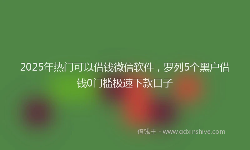 2025年热门可以借钱微信软件，罗列5个黑户借钱0门槛极速下款口子