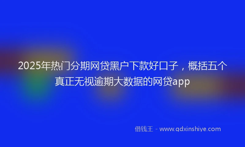 2025年热门分期网贷黑户下款好口子，概括五个真正无视逾期大数据的网贷app