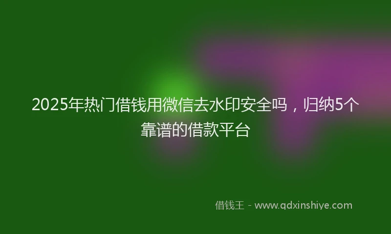 2025年热门借钱用微信去水印安全吗，归纳5个靠谱的借款平台