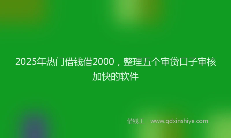 2025年热门借钱借2000，整理五个审贷口子审核加快的软件